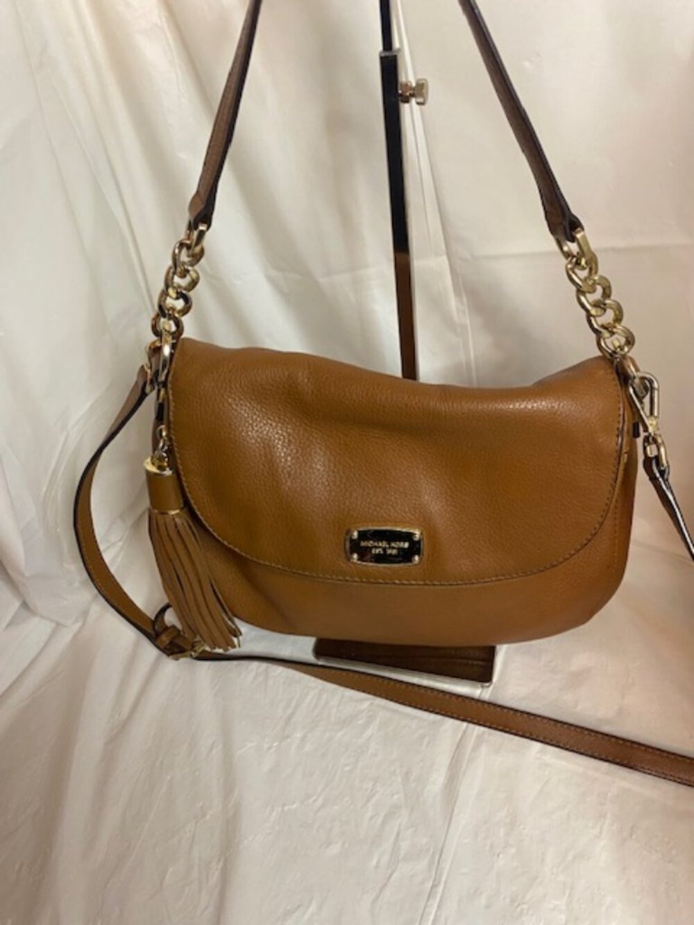 Michael Kors Bedford Tassel Leather Crossbody/Shoulder Bag  in Luggage/Brown